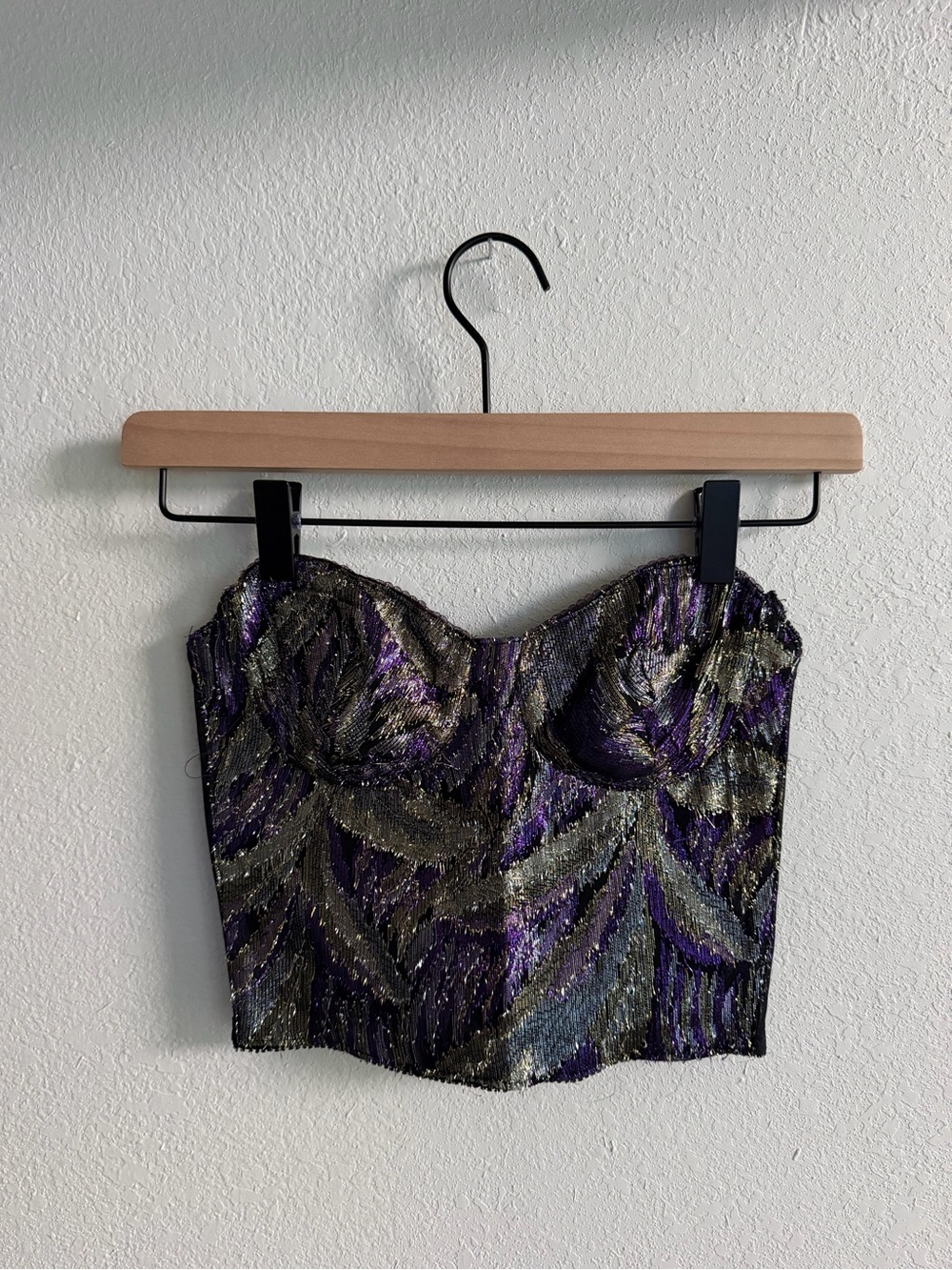 Vintage Metallic Purple & Gold Bustier Corset Top